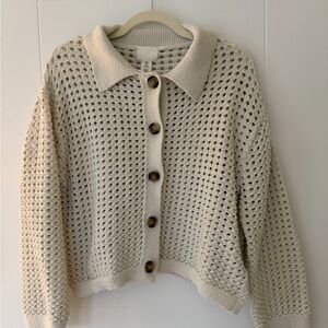 H&M Cream Knit Button-Up Cardigan